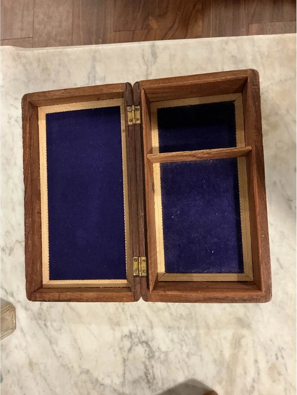 Vintage Indian Carved Wood Bone Inlay Box